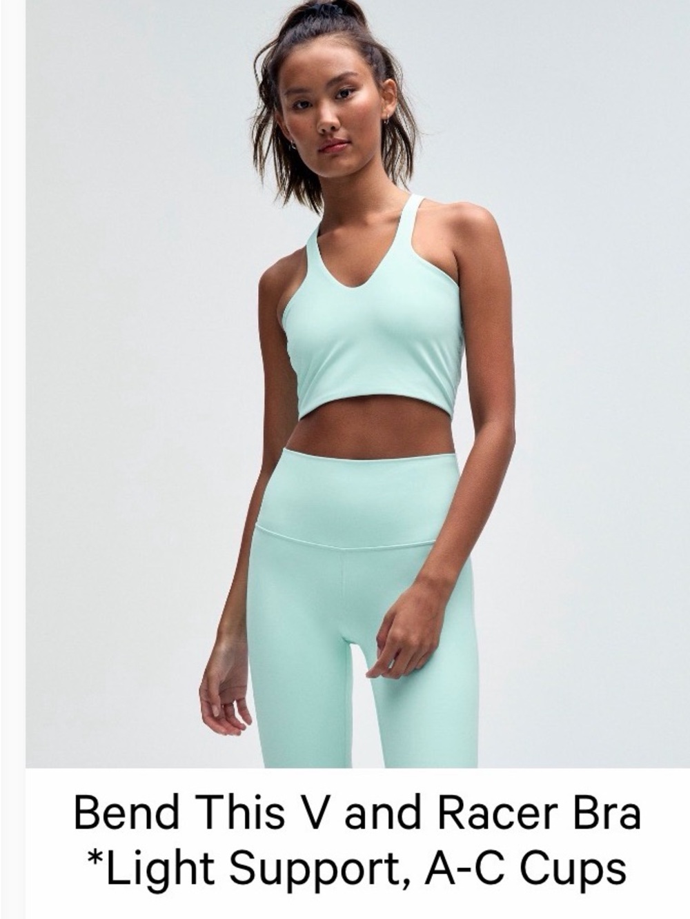 Bend This V and Racer Bra - Light Support Sports Bra in Ideal Mint